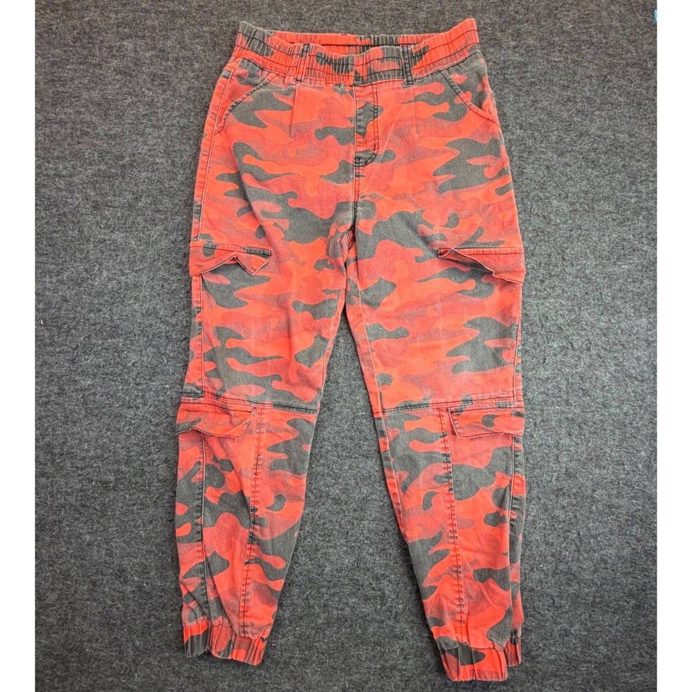 V.I.P. Cargo Jogger Pants Womens 11/30 Red Camo Camouflage Tapered Leg